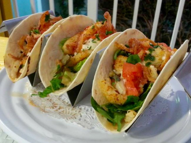 Great lionfish tacos served at Eagle Rays Bar & Grill Restaurant